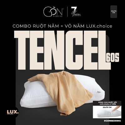 Ruột Gối Nằm Lux.Choice Và Vỏ Nằm Lụa Tencel 60s Gòn Bedding Cao Cấp Màu Trơn 50x70 cm