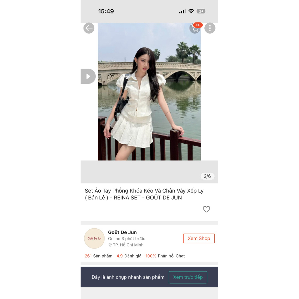 pass áo tay phồng khoá kéo Guot De Jun size XS New 🏷️