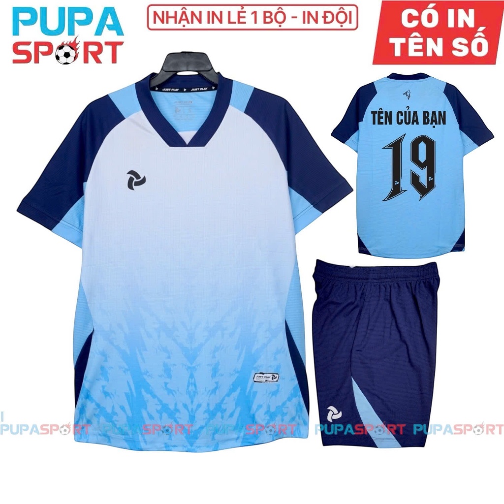 Bộ Đồ Đá Banh Jp WOLVES - XANH BIỂN, Vải Mè Cao Cấp Cho Nam/Nữ, Có In Tên Unisex Sport Top