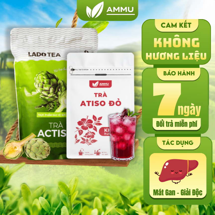 Trà Atiso - Atiso Đỏ Túi Lọc Ladophar Ammu Thảo Mộc Thanh Nhiệt Tăng Cường Chức Năng Gan Túi 100 Túi