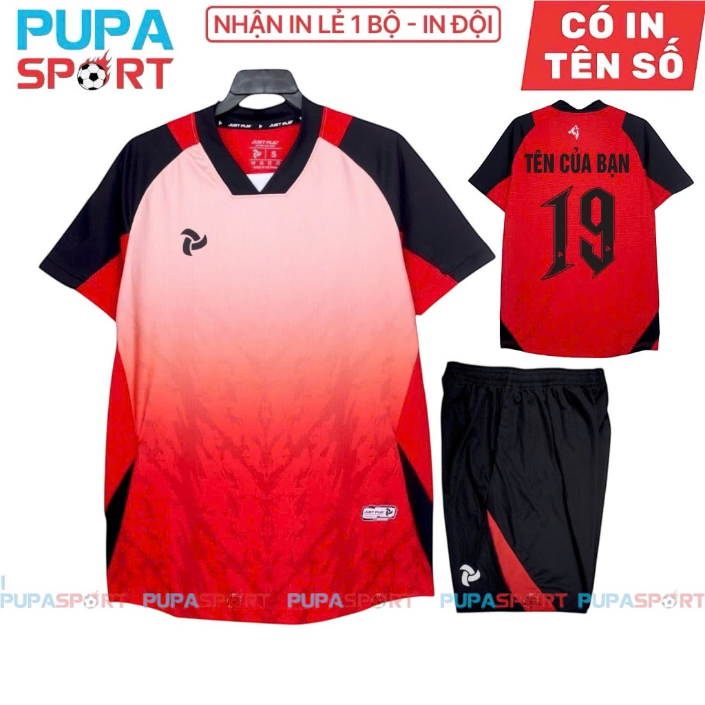 Bộ Đồ Đá Banh Jp WOLVES - ĐỎ, Vải Mè Cao Cấp Cho Nam/Nữ, Có In Tên Unisex Sport Top