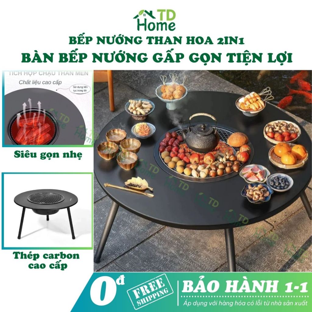 Bếp nướng than hoa 2in1 đa năng TDHome bàn bếp nướng ngoài trời gấp gọn tiết kiệm diện tích HH551