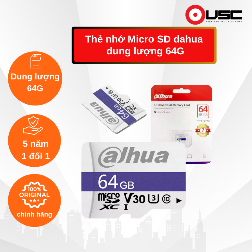 Thẻ nhớ Dahua MicroSDXC 64GB – Chính hãng Có tùy chọn thẻ nhớ khác kioxia, exascend, Tiandy, ...