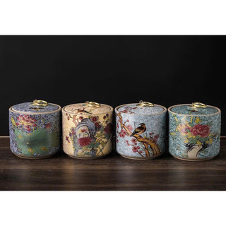 [Nhiều mẫu] Hũ đựng trà gốm tử sa in họa tiết, hũ đựng trà gốm cao cấp Dona Home Decor
