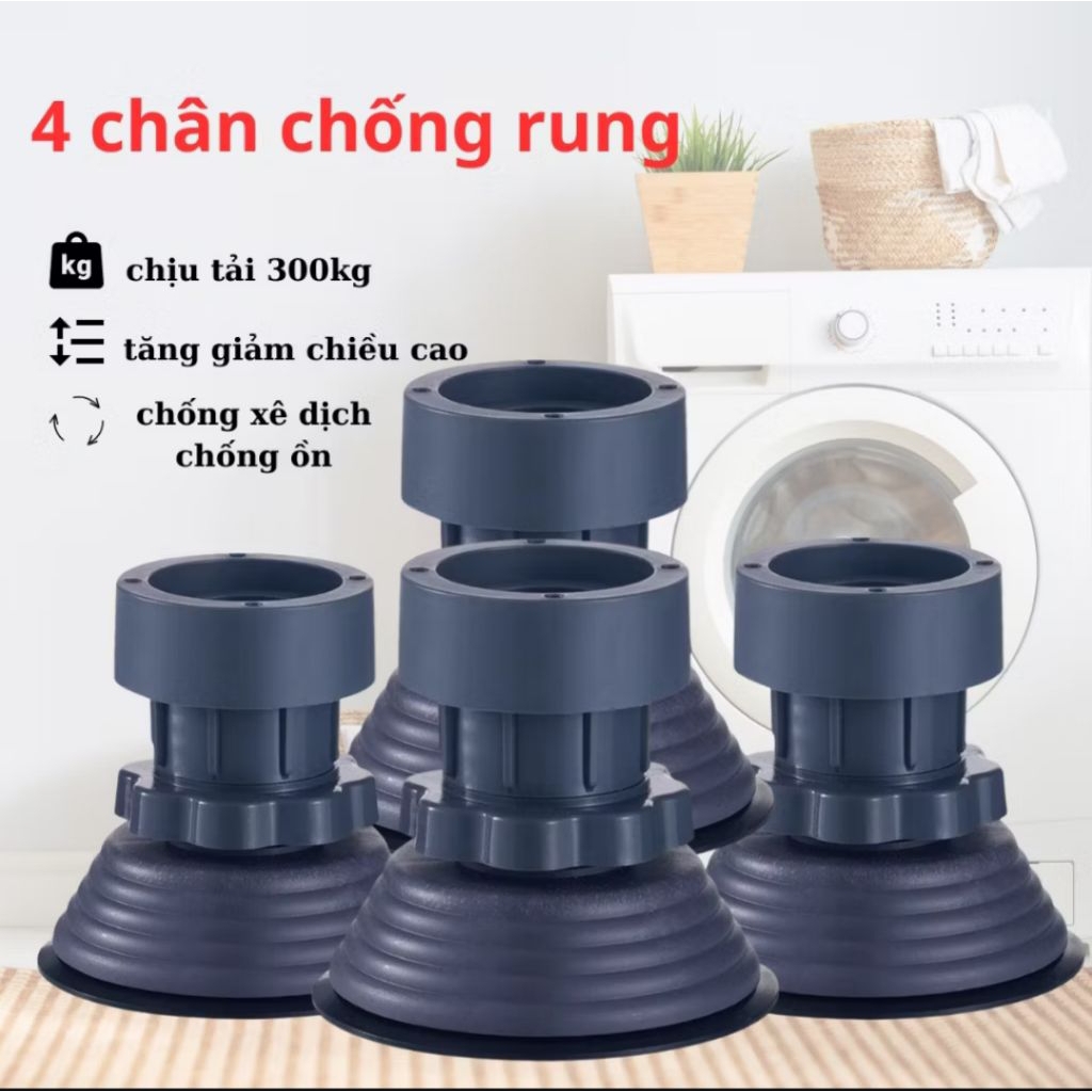 2272 Bộ 4 chân chống rung cho máy giặt, tủ lạnh ,máy lọc nước– tăng giảm chiều, đế cao su chống rung, chống trượt