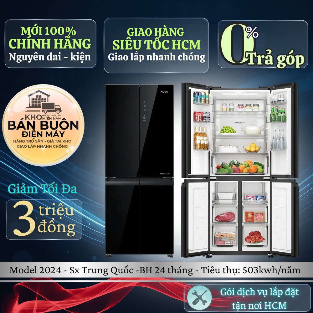 AQR-M466XA(GB) Tủ lạnh Aqua 410 lít Inverter, DEO Fresh, mặt gương AQR-M466XA(GB)