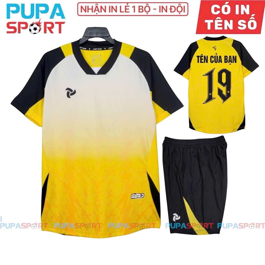 Bộ Đồ Đá Banh Jp WOLVES - VÀNG, Vải Mè Cao Cấp Cho Nam/Nữ, Có In Tên Unisex Sport Top