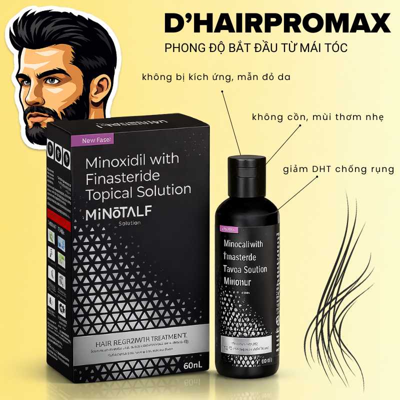 Xịt Mọc Tóc Minoxidil Soulution 5% Không Cồn 60ml Giảm rụng, hỗ trợ mọc tóc