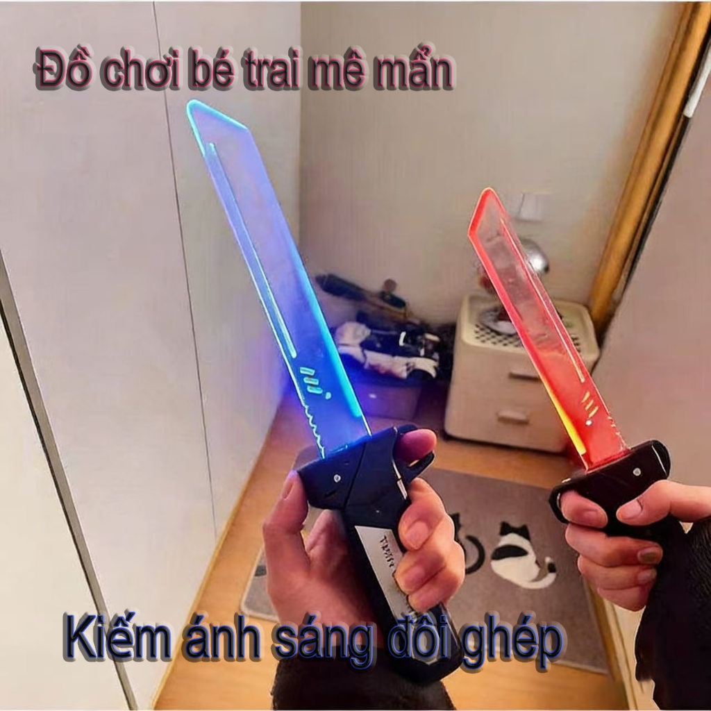 Kiếm Laser Phát Sáng ⚔️ Gấp Hai Lưỡi, Đồ Chơi Bé Trai, Hót Trend, Kiếm Nhấp Nháy