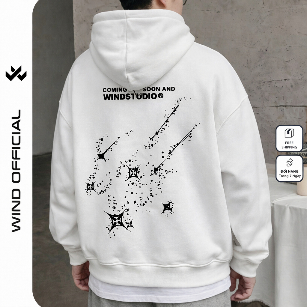 Áo Hoodie Unisex STAR Wind Clothing form rộng unisex áo khoác zip dây kéo