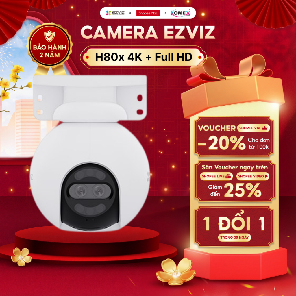 Camera IP Wifi Ngoài Trời Ezviz H80x Dual 8MP 4K ColorFULL Night Vision Nhìn Đêm Như Ngày Ống Kính K