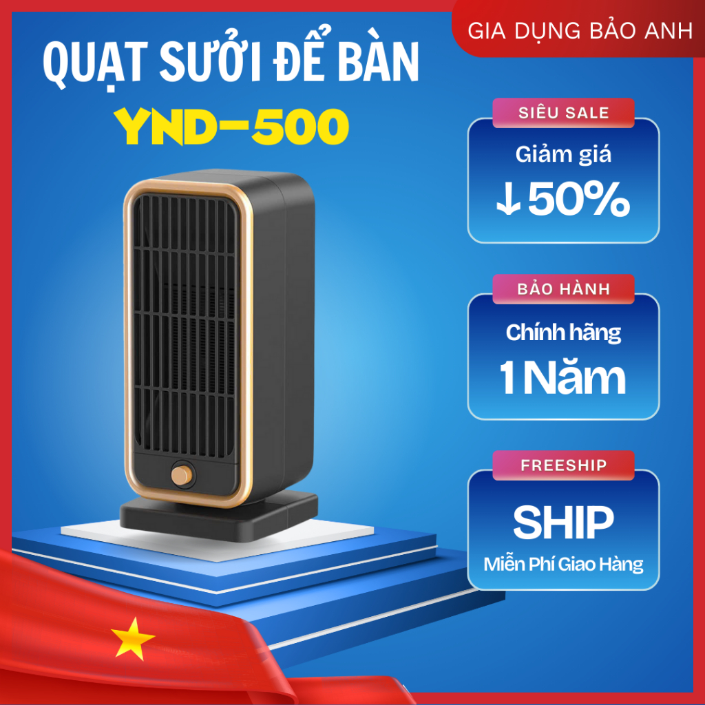 Quạt Sưởi Gốm Để Bàn YND500D , Làm Ấm Nhanh Chóng An Toàn Cho Bé