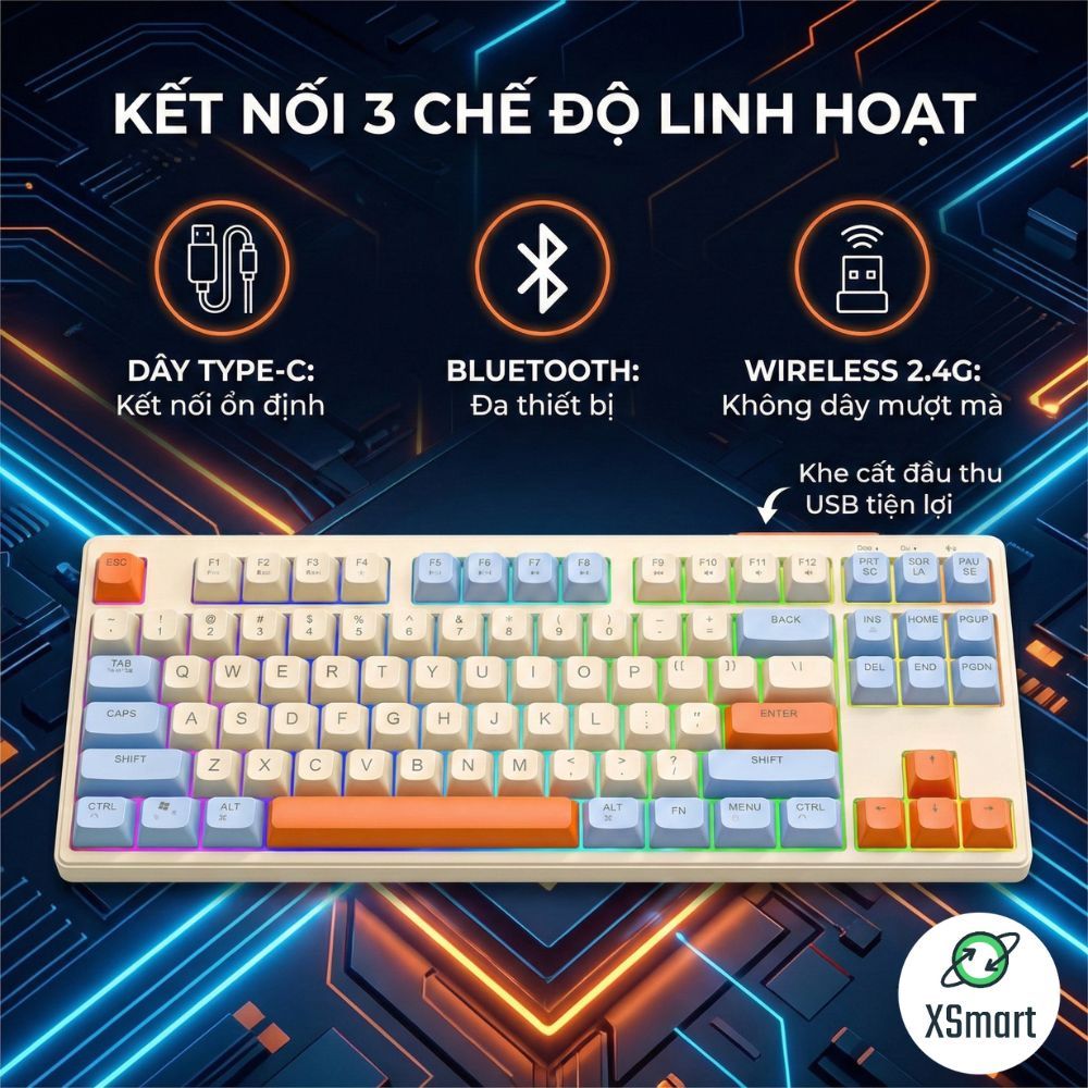 Bộ Bàn Phím Và Chuột Không Dây FreeWolf M87 Giả Cơ Full Led Lót Foam Giảm Ồn Pin Sạc Layout Win/Mac | BigBuy360 - bigbuy360.vn