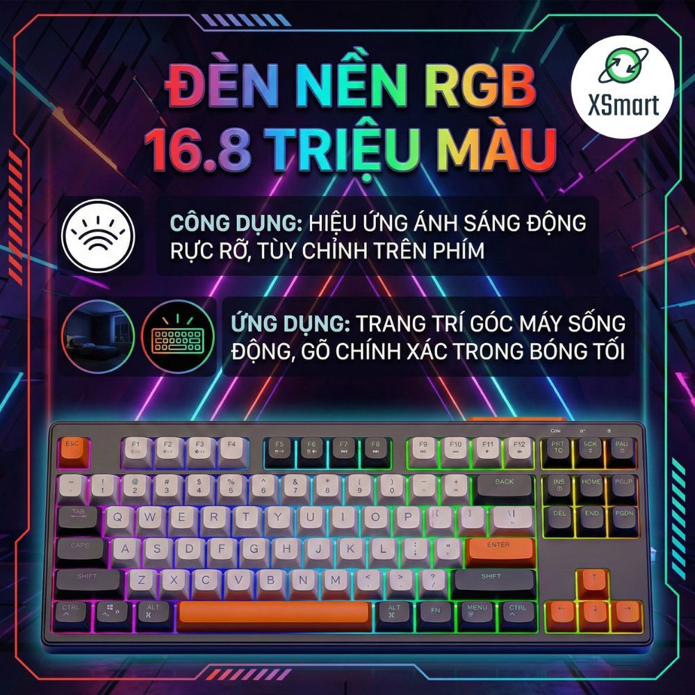 Bộ Bàn Phím Và Chuột Không Dây FreeWolf M87 Giả Cơ Full Led Lót Foam Giảm Ồn Pin Sạc Layout Win/Mac | BigBuy360 - bigbuy360.vn