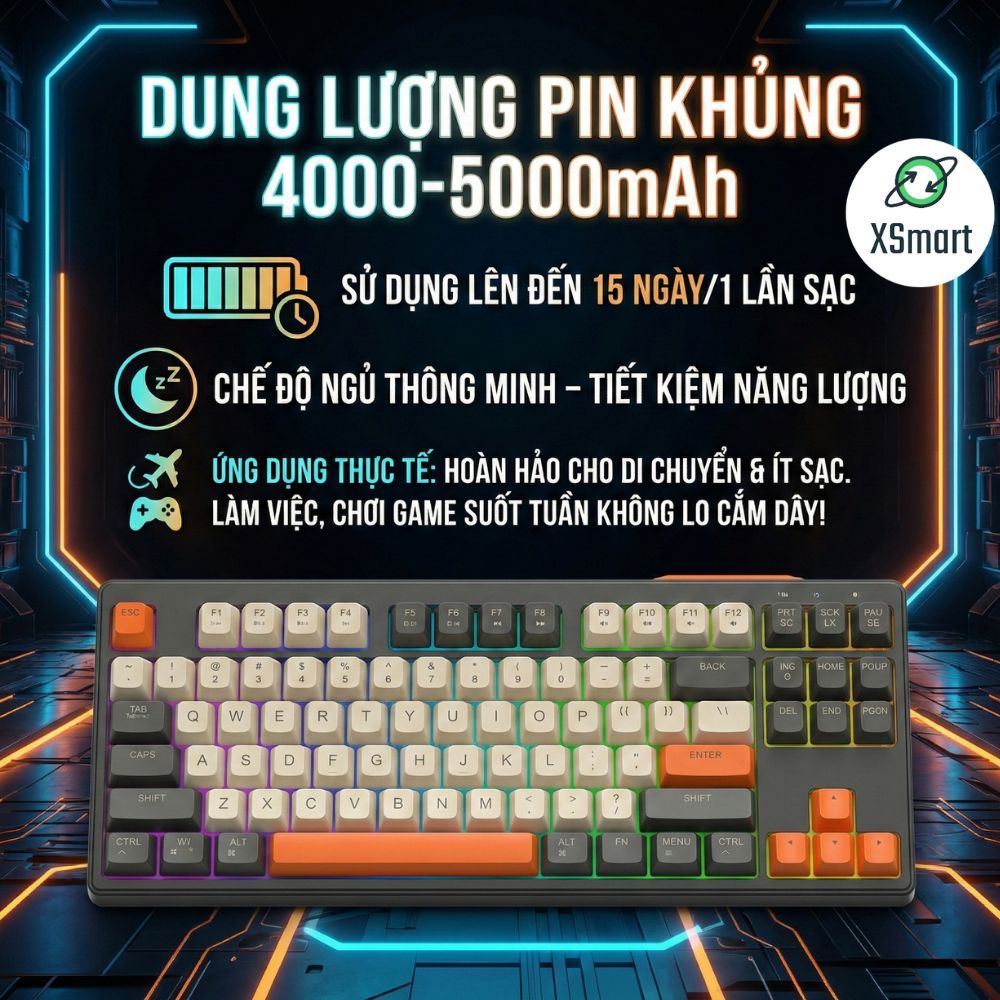 Bộ Bàn Phím Và Chuột Không Dây FreeWolf M87 Giả Cơ Full Led Lót Foam Giảm Ồn Pin Sạc Layout Win/Mac | BigBuy360 - bigbuy360.vn