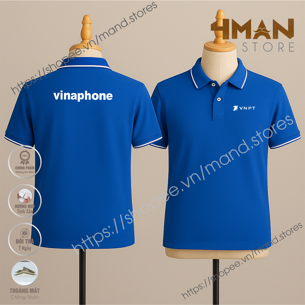 Áo thun Polo Vinaphone - Vải thun Cá sấu CVC Cao Cấp Dày Mịn Thoáng mát - bền Màu - 4Man Store
