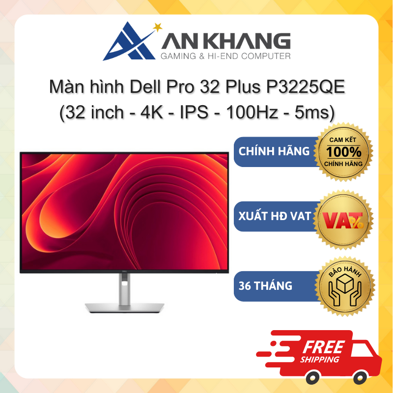 Màn hình Dell Pro 32 Plus P3225QE (32 inch - 4K - IPS - 100Hz - 5ms) Chính hãng Bảo hành 36 Tháng