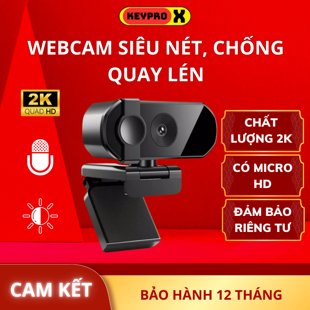 Webcam 2K, 4K Q26 Pro-Webcam PC, Laptop Siêu Sắc Nét, Nắp Che Riêng Tư, Autofocus, Tích hợp Micro