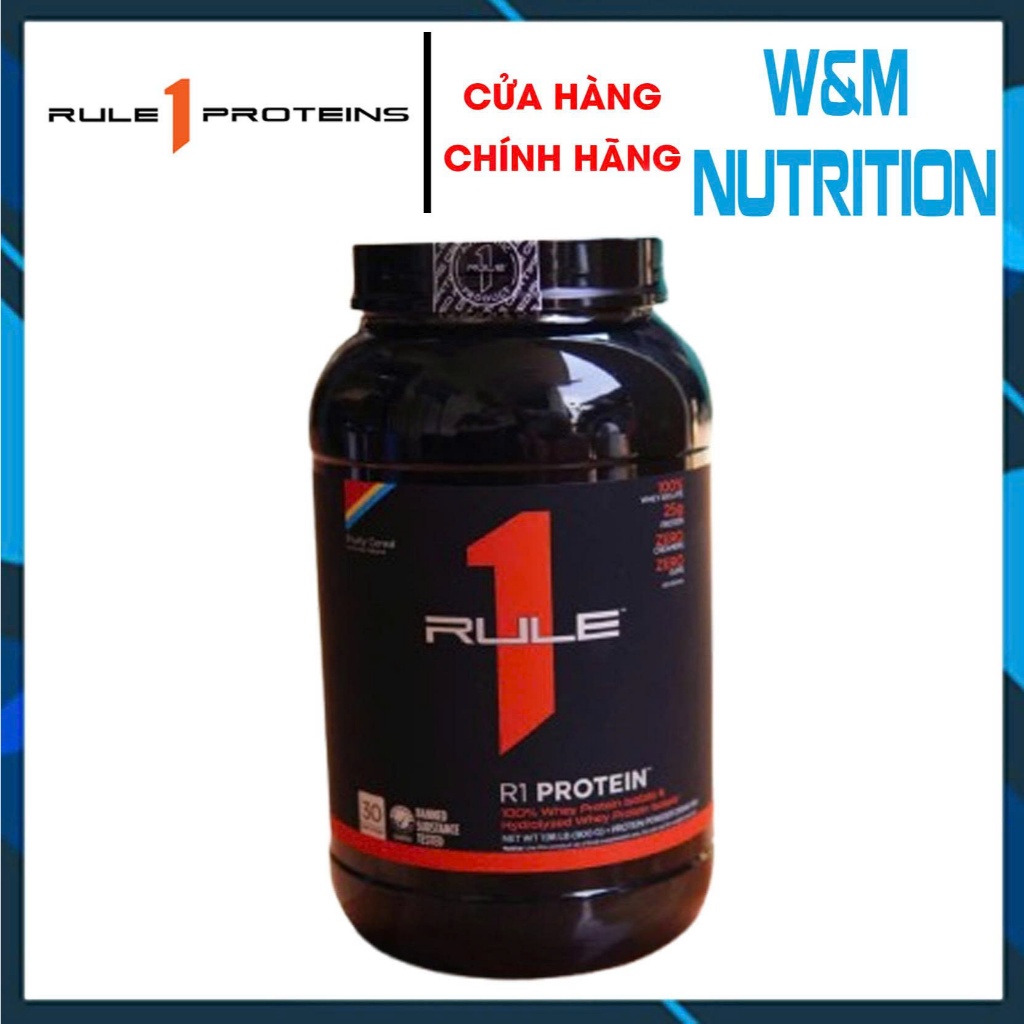 SỮA TĂNG CƠ RULE 1 PROTEIN 2LBS - Whey Protein ISOLATE & HYDROLYZED WHEY vị fruity cereal