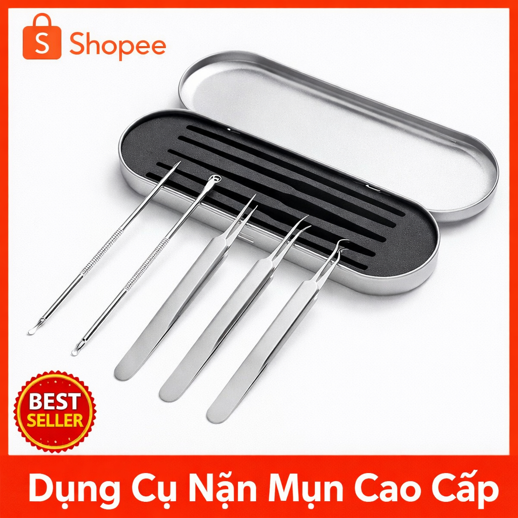 Bộ nặn mụn 5 chi tiết nhỏ gọn tiện dụng cá nhân spa y tế
