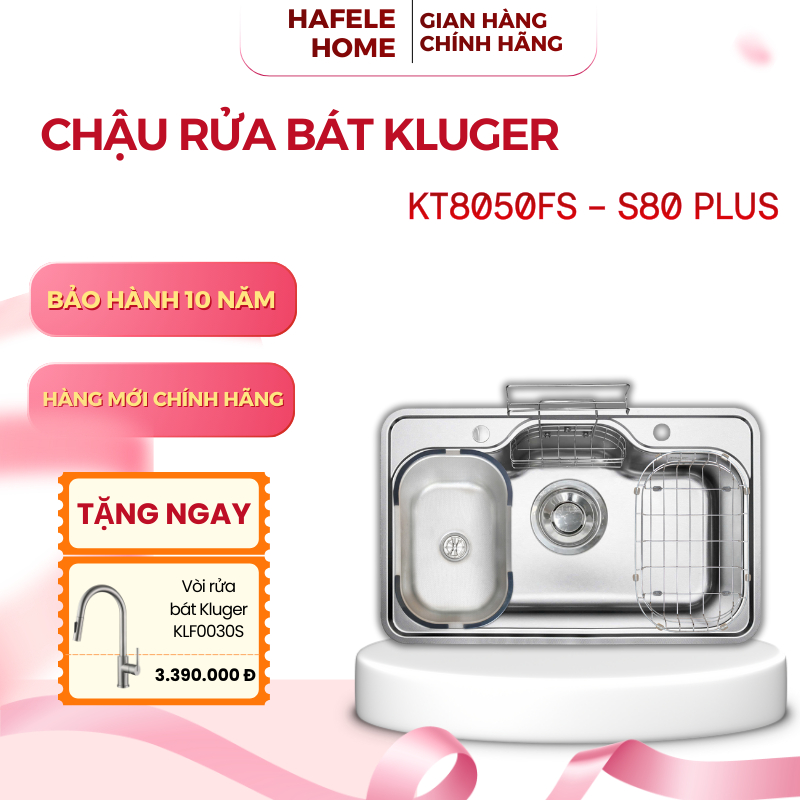 Chậu Rửa Bát Kluger SUPER LINEN Chống Xước KT8050FS – S80 Plus – 1 Hố Rộng Rãi - EEH