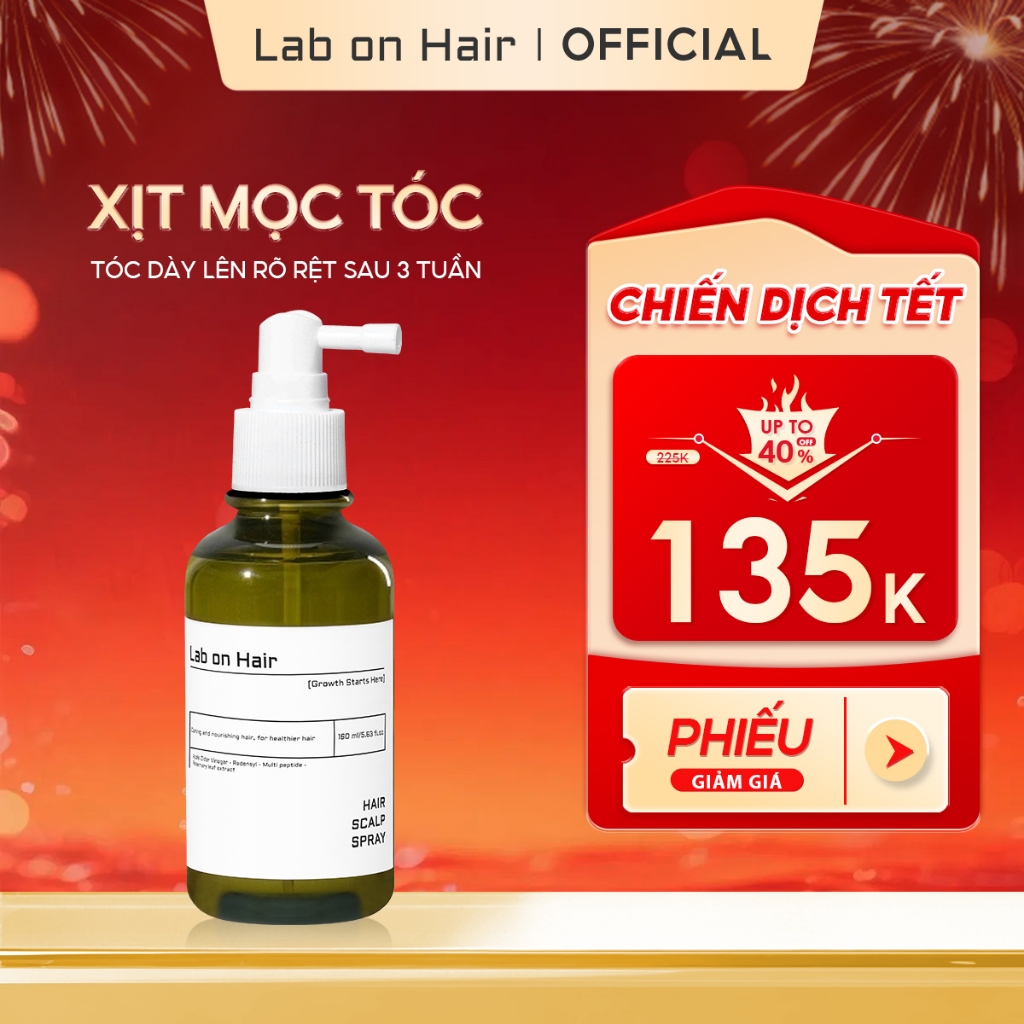 Xịt mọc tóc Lab on Hair 160ml xịt dưỡng tóc với giấm táo Redensyl Kích thích mọc tóc Rụng Tóc