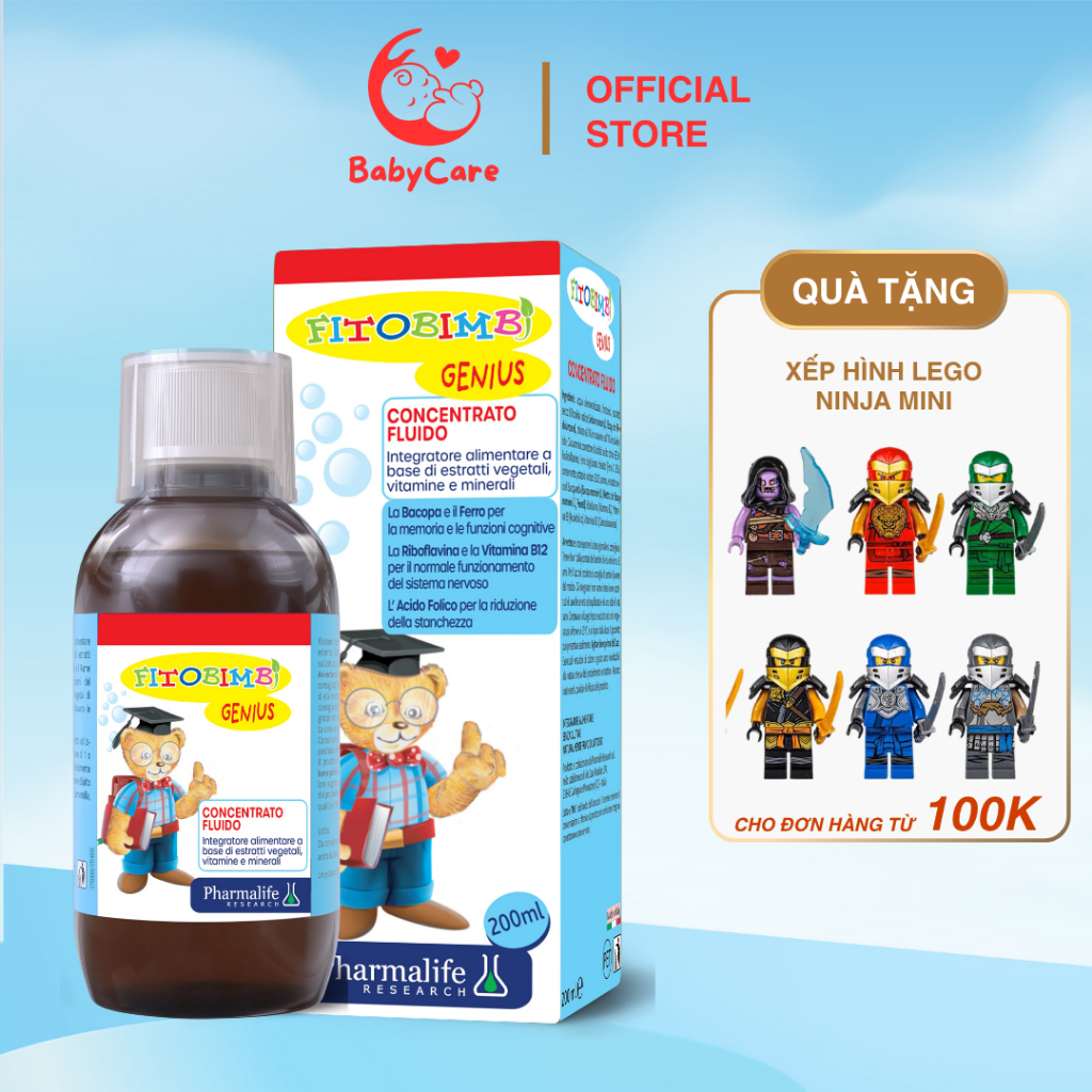 Fitobimbi Genius Siro Hỗ trợ trẻ tăng cường nhận thức, ghi nhớ tốt, giảm căng thẳng, giấc ngủ ngon