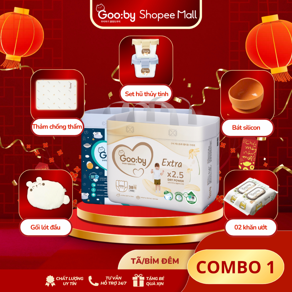 Bỉm Gooby Extra, Gooby Premium dán, quần mềm mại, an toàn, siêu thấm hút size NB72,NB66,S52,M48 cho bé từ 4 đến 30kg