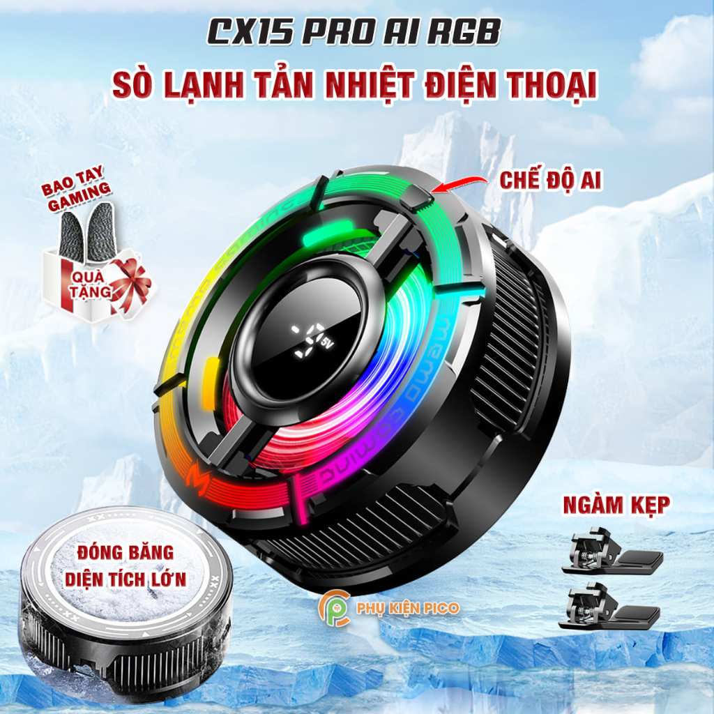 Quạt tản nhiệt điện thoại sò lạnh từ tính CX15 Pro / FS18 Pro AI RGB Gaming thế hệ mới đóng băng bề 