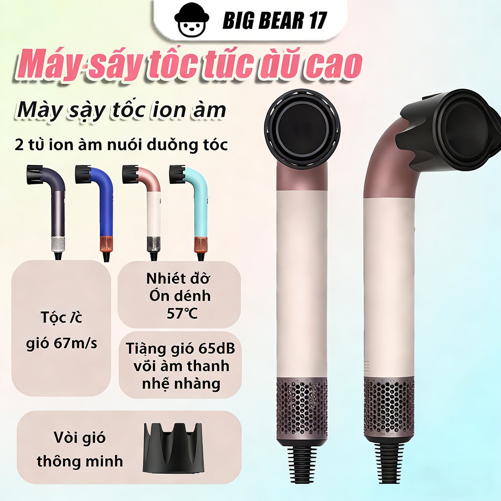 Máy Sấy Tóc Ion Âm 2 Chiều Nóng Lạnh Chăm Sóc Tóc Tốc Độ, Có 3 Chế Độ Sấy, Tặng Kèm Đầu Sấy Tạo Kiểu