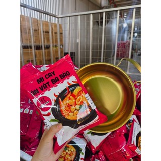 ( TẶNG CHẢO ) Combo 10 Gói Mì Cay Ba Báo Cốt Pha Sẵn nấu tại nhà hương vị tại quán , Tặng chảo nấu mì cay