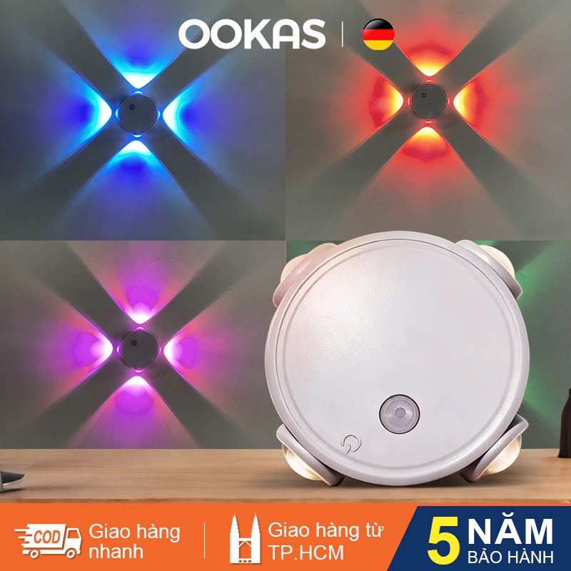 OOKAS Đèn Cảm Ứng Chuyển Động, Đèn Nút Bấm Chuyển 3 Màu, Tủ Quần Áo, Cầu Thang