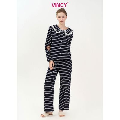BTD17W5T01-BỘ DÀI THUN VỚI THIẾT KẾ CỔ SEN ĐIỂM NHẤN BÈO REN NỔI BẬT, MANG ĐẾN VẺ TRẺ TRUNG, DUYÊN DÁNG VÀ THOẢI MÁI KHI
