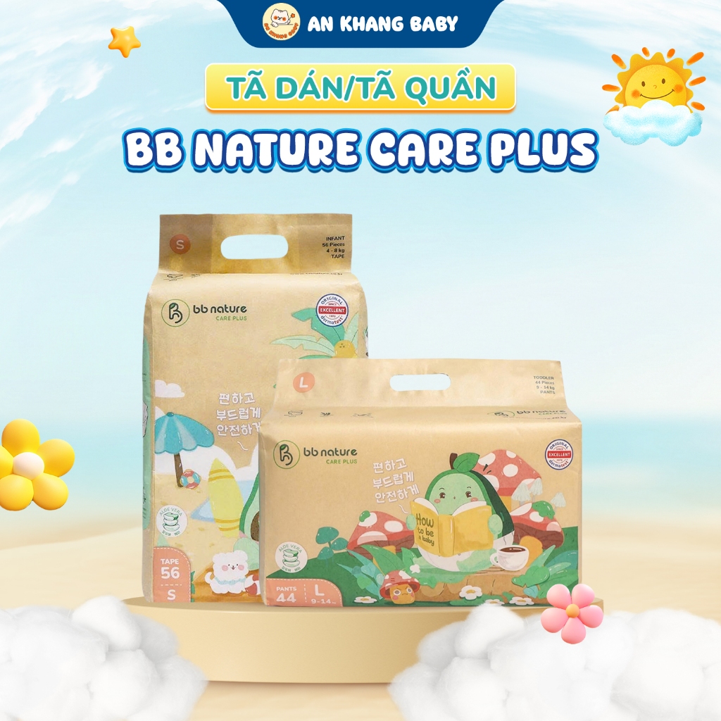 Tã Dán/Quần BB Nature Care Plus An Khang Baby, Co Giãn 360°, Thoáng Mát Kháng Khuẩn Đủ Size Từ M-4XL