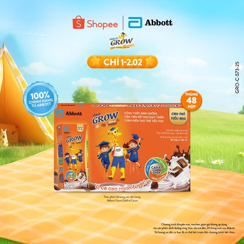 Thùng 48 hộp Abbott Grow Gold Cacao 180ml/hộp