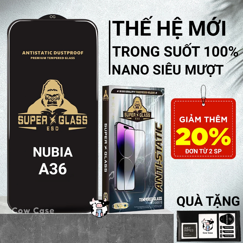 Cường lực Nubia A36 Cowcase full màn | Miếng kính dán bảo vệ màn hình cho Nubia