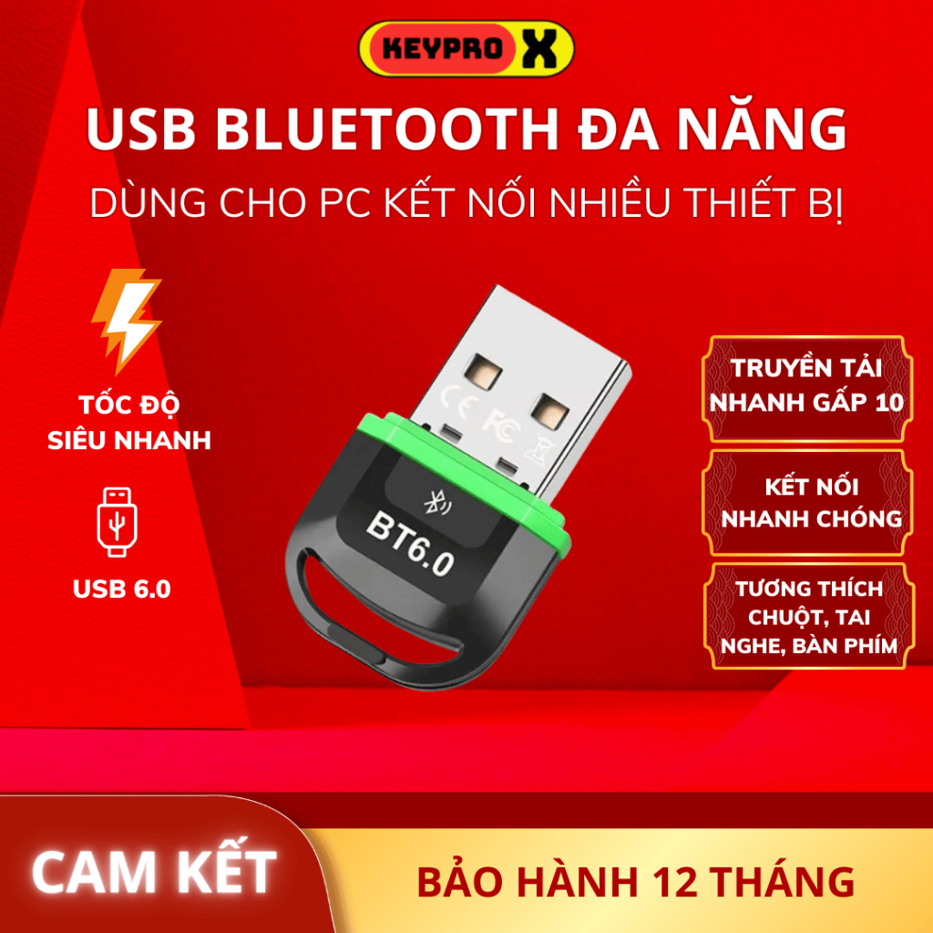 Bộ chuyển đổi Bluetooth USB, 6.0 cho PC, Bộ thu và phát Bluetooth cho thiết bị ngoại vi bảo hành 12T