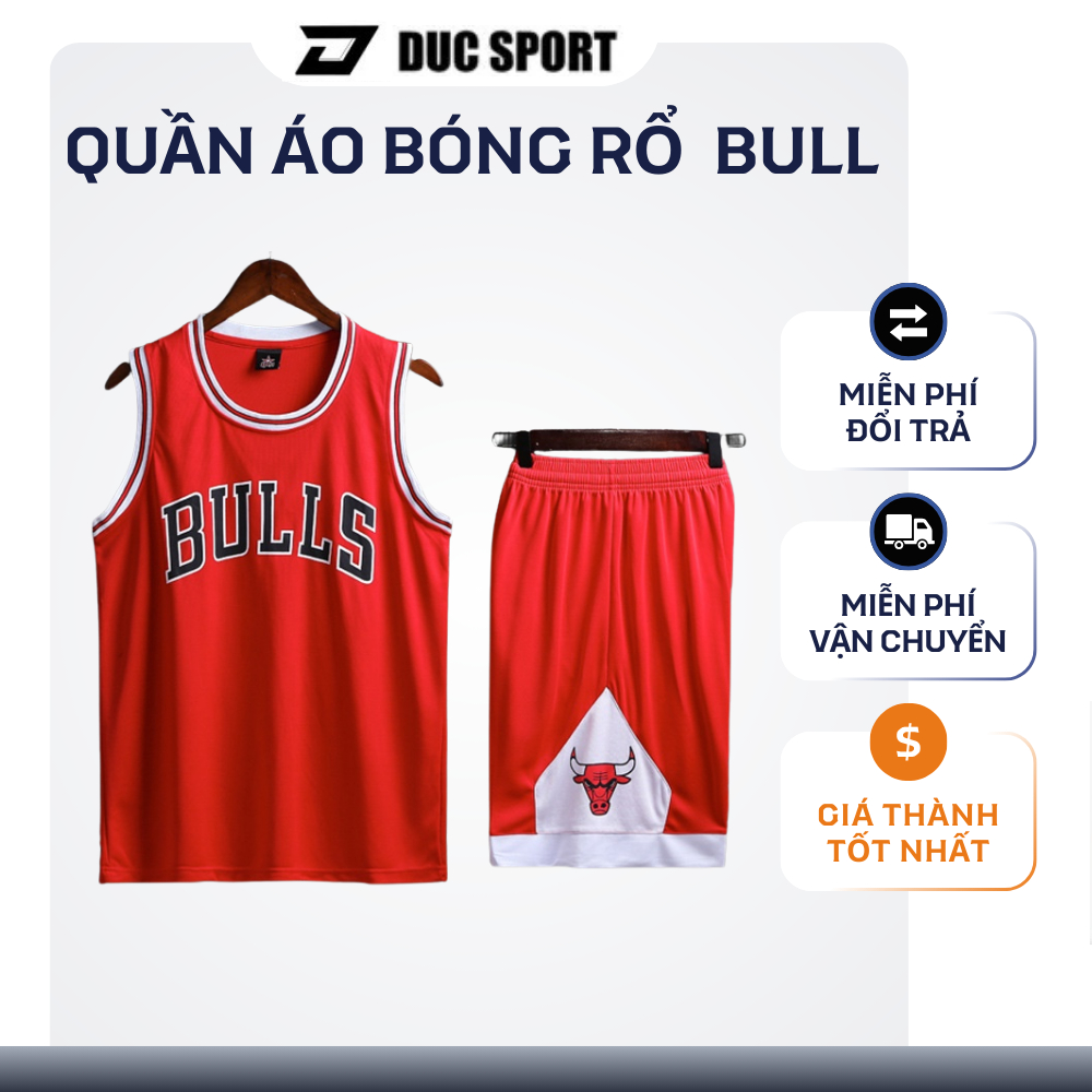 Áo Bóng Rổ Nam Bull Đỏ Cao Cấp mẫu mới 2019, quần áo bóng rổ-Đức Sport-ABRNBA