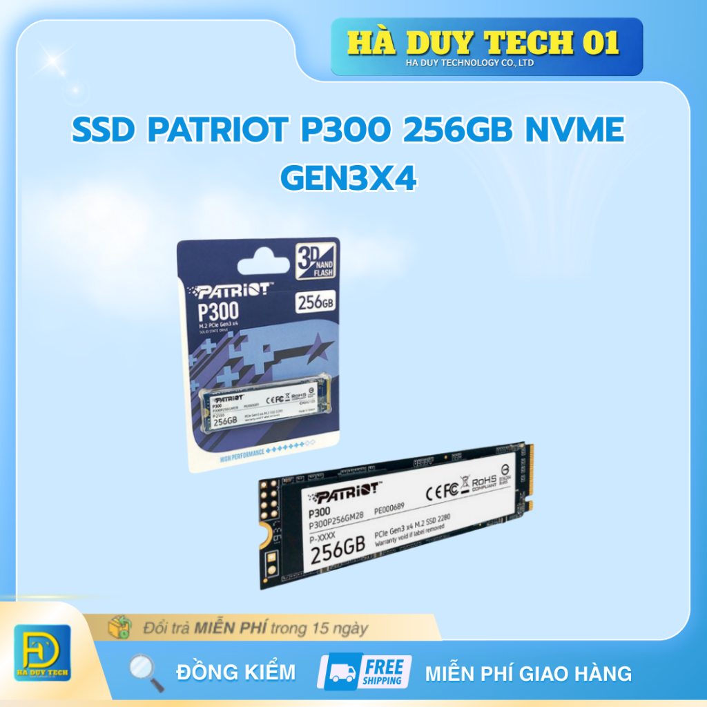 SSD PATRIOT P300 256GB NVME GEN3x4 - Cam Kết Chính Hãng - BH 36T - Ha Duy Tech