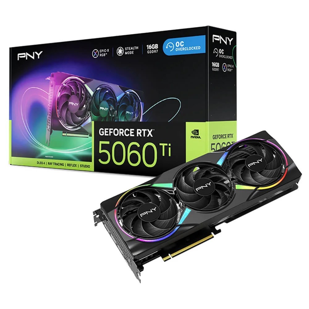 VGA PNY GeForce RTX™ 5060 Ti 16GB EPIC-X RGB™ Overclocked Triple Fan – 16GB GDDR7