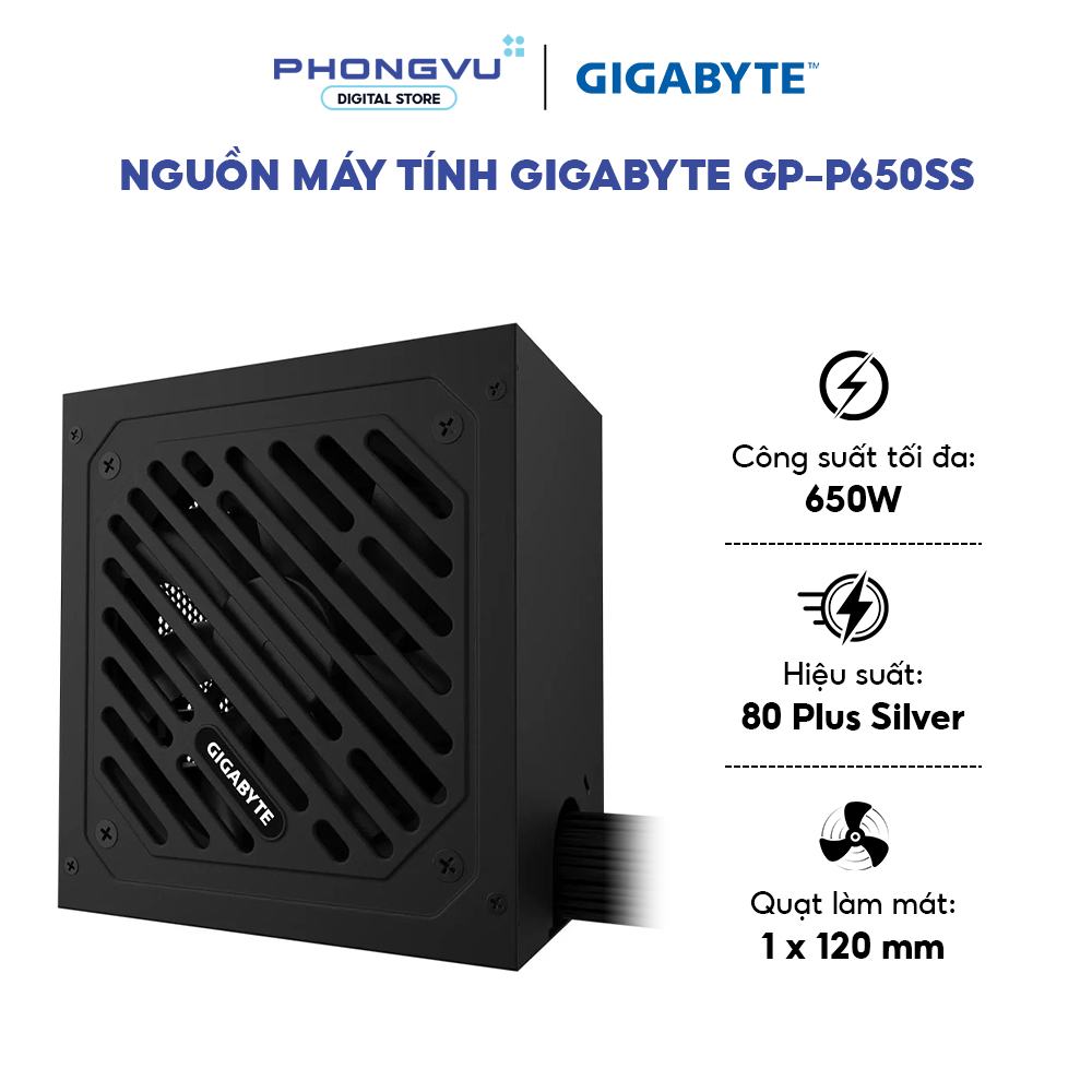 Nguồn Máy Tính Gigabyte GP-P650SS 650W - Đen - 80 Plus Silver - Quạt 120mm - Bảo Hành 36 Tháng