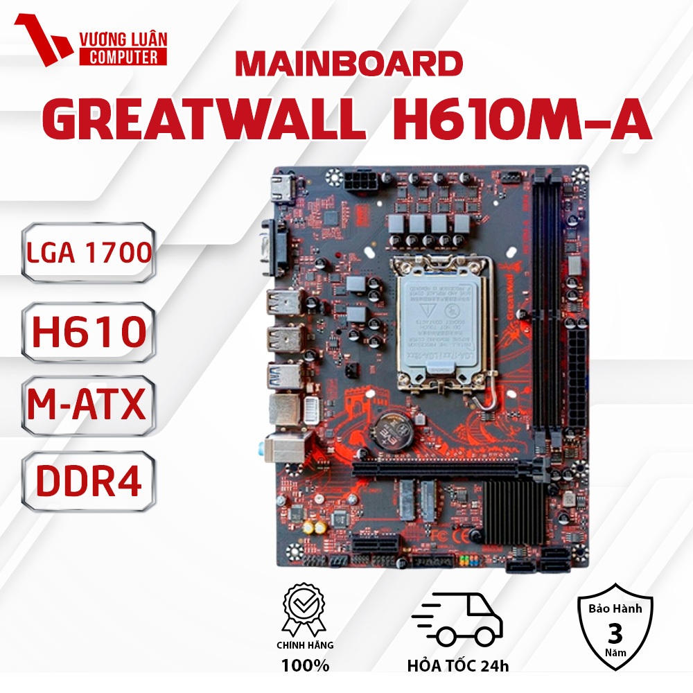 Bo mạch chủ Great Wall H610M-A (Main Chạy tốt Core i5 12400F) - Hàng chính hãng