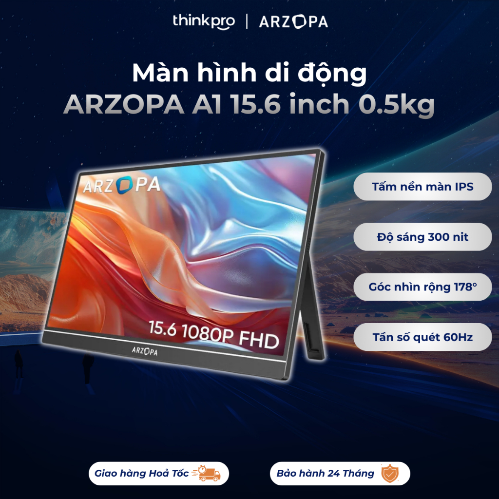 Màn hình di động ARZOPA A1 15.6" 1080P FHD siêu mỏng sử dụng cho máy tính, màn hình mở rộng, màn hìn