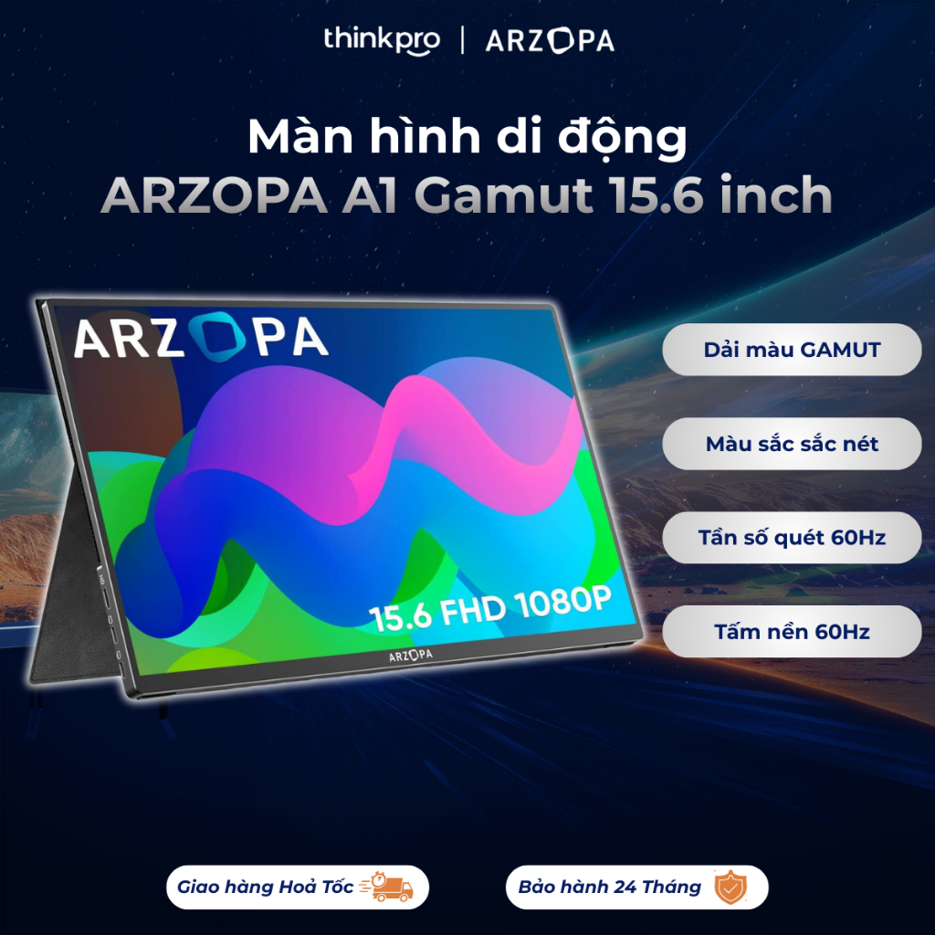 Màn hình máy tính di động ARZOPA A1 GAMUT 15.6" 1080P FHD siêu mỏng sử dụng cho máy tính, màn hình m