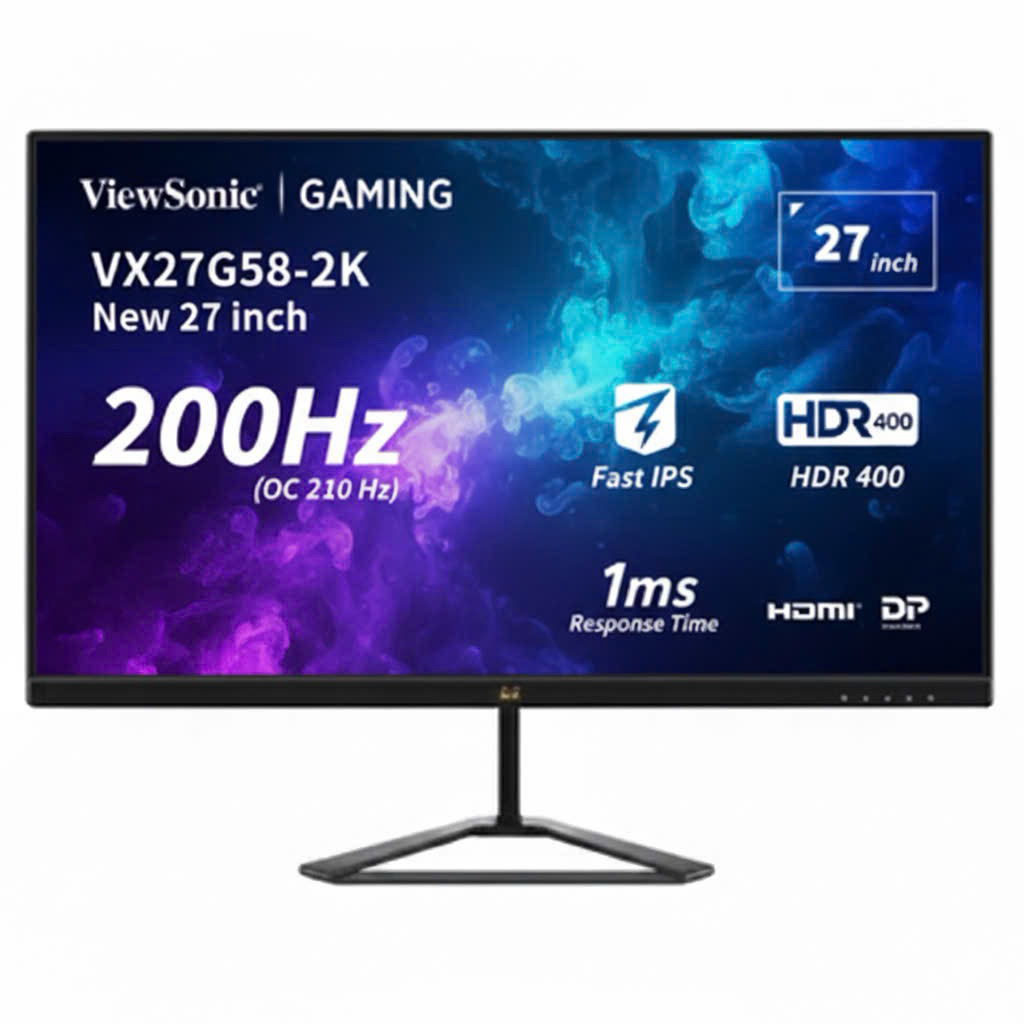 Màn hình Viewsonic VX27G58-2K New 27 inch, Fast IPS 200Hz( OC 210Hz), HDR400, HDMI/DP