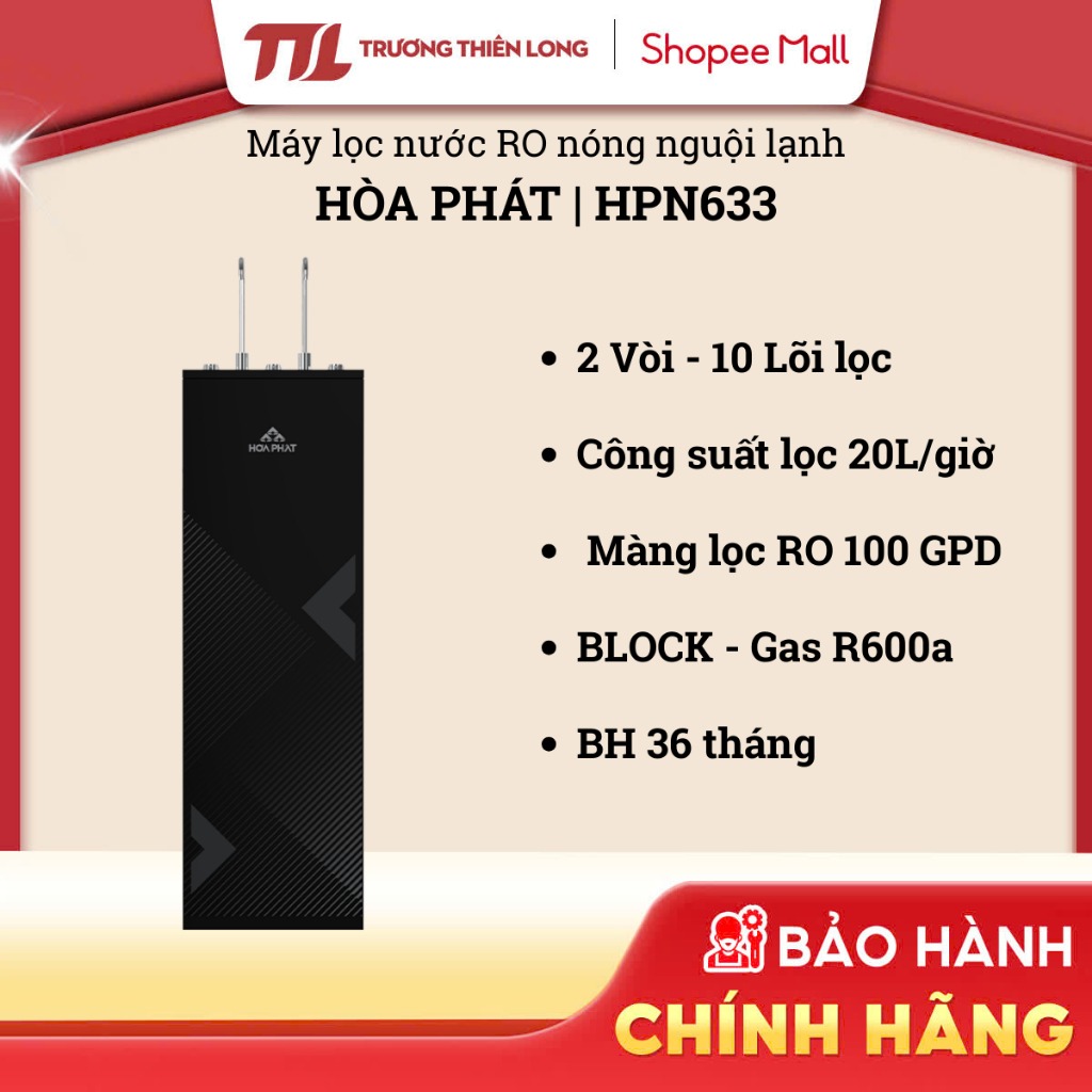 [Shopee - Lắp đặt 0Đ HN HCM] - HPN633 | Máy lọc nước RO nóng nguội lạnh Hòa Phát HPN633