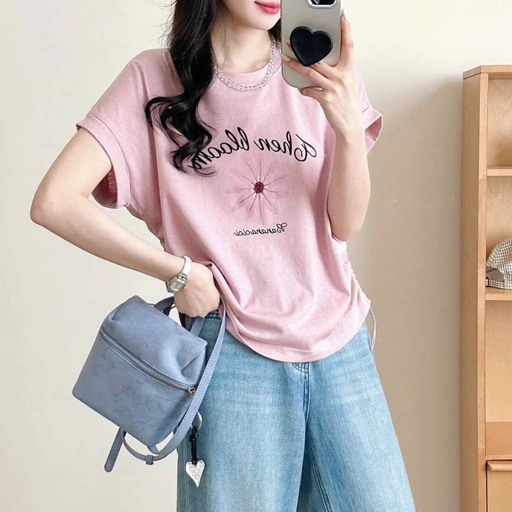 Áo Thun Nữ Chất Xược mềm mại, rút eo cổ tròn in hình xinh xắn - NEONVN STUDIO Áo thun tết mềm mại, t