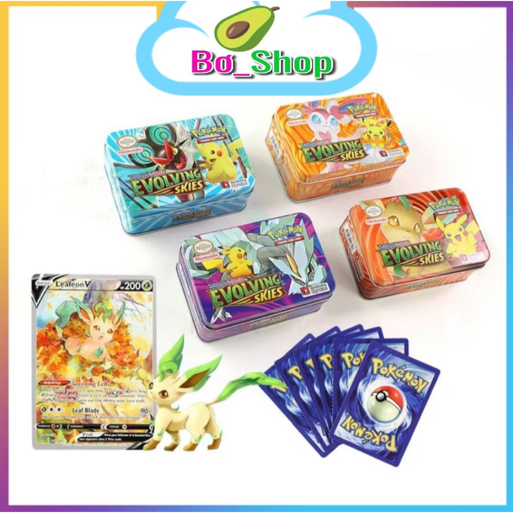 Bài Pokemon Hộp Sắt 42 Thẻ Tặng Kèm 1 Thẻ Vip Pokemon Hộp Thiếc Đồ Chơi Trẻ Em Xả St...
