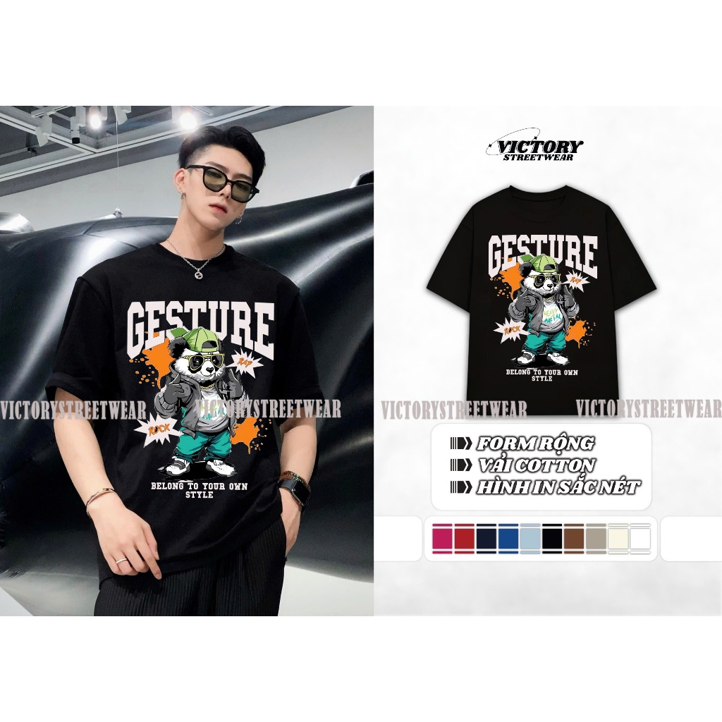 Áo Thun Nam Nữ cotton 100% mẫu GESTURE Fullbox form UNISEX NĂNG ĐỘNG THOẢI MÁI