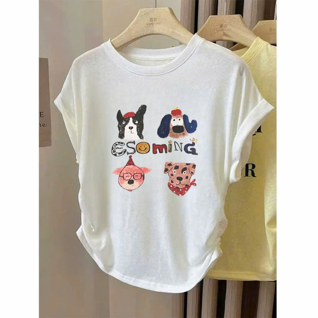 Áo Thun Nữ Chất Xược mềm mại, thắt eo cổ tròn in hình xinh xắn - NEONVN STUDIO Áo thun tết mềm mại, 